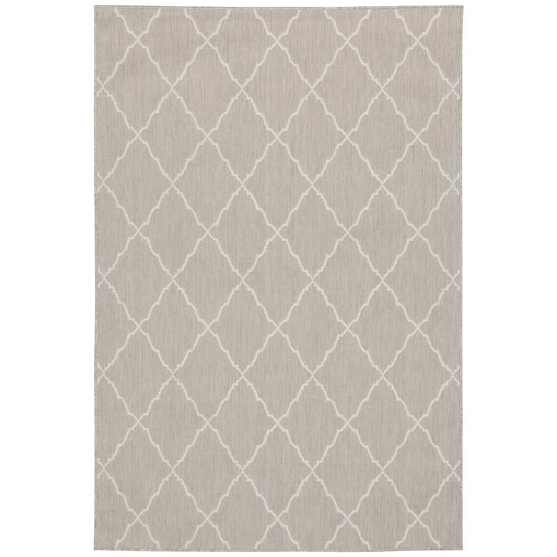 Vista Home Palmetto Diamond Trellis Indoor/ Outdoor Area Rug - 9'10" x 12'10" - Grey/ Ivory