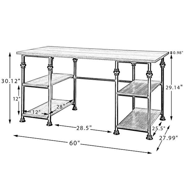 Office Writing Desk Computer Desk Workstation with Shelves Bed Bath