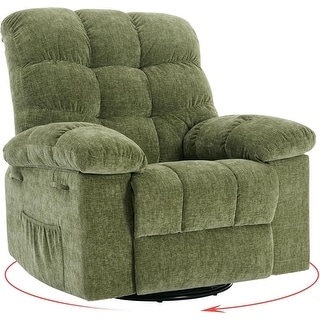 Rocking Recliner Chair with 360° Swivel, Upholstered Fabric Glider Recliner