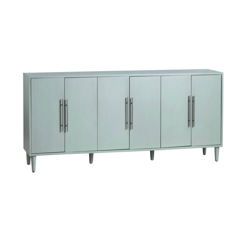 74 in. Green Wooden 6 Door Media Credenza_Sideboard