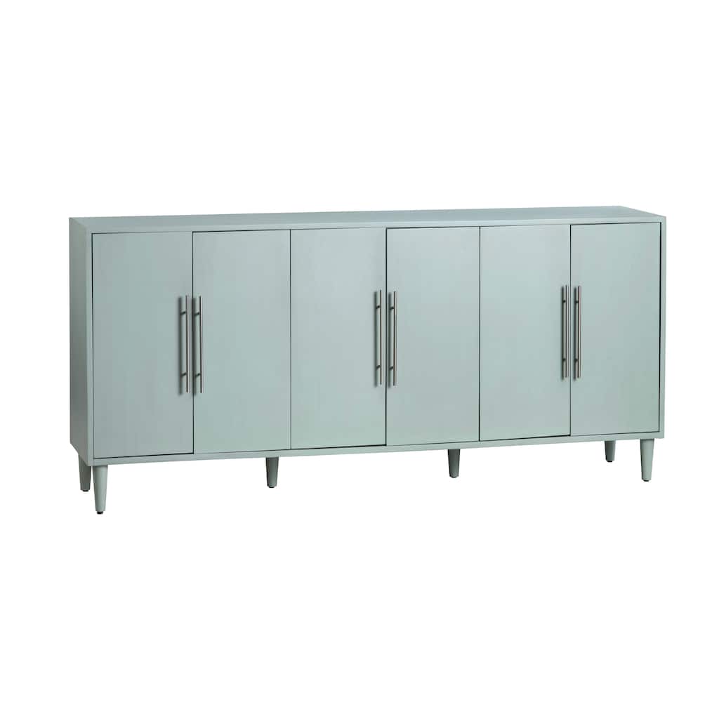 74 in. Green Wooden 6 Door Media Credenza_Sideboard