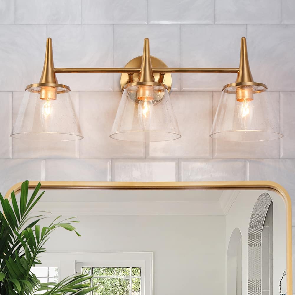Mola Modern Gold 1/2/3/4-Light Bathroom Vanity Lights Glass Wall Sconces