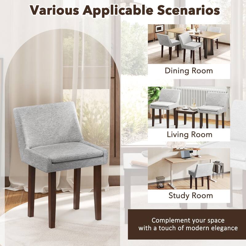 Gymax Modern Dining Chair Set of 2 w/ Mid Back & Cushioned Seat Solid