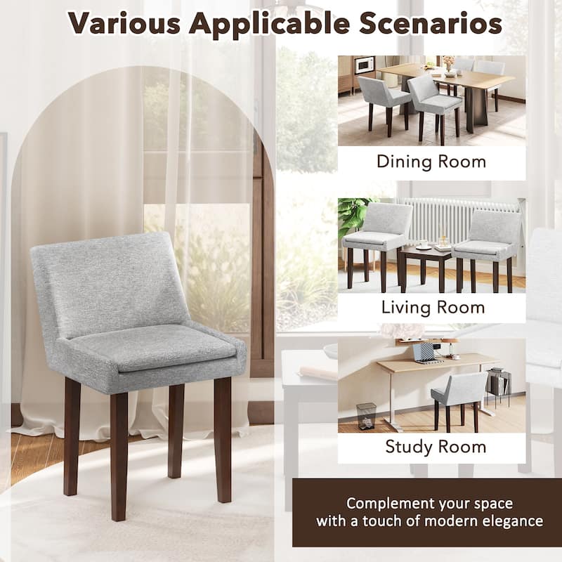Gymax Modern Dining Chair Set of 4 w/ Mid Back & Cushioned Seat Solid