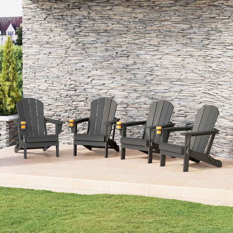 Polytrends Alvaro Outdoor Adirondack Chair with Cup Holder (Set of 4)