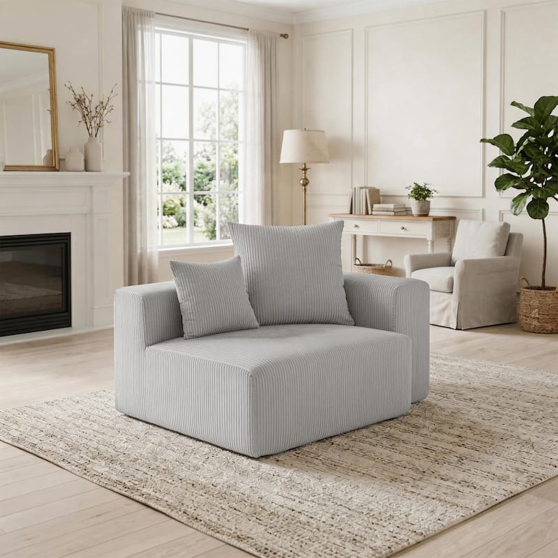 51"W Oversized Modular No Assembly Corduroy Accent Corner Chair