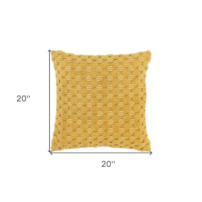 HomeRoots 20" Yellow Cotton Throw Pillow With Texture