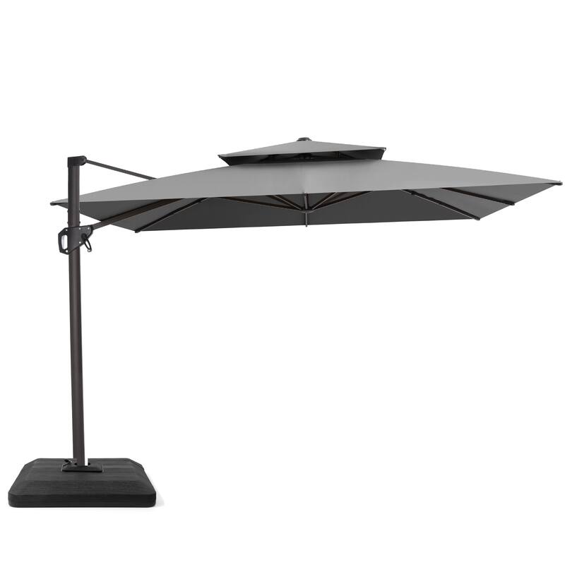 VredHom Patio Outdoor 11 x 11 FT Cantilever-Offset Aluminum Umbrella with Premium Weight Base - DarkGrey