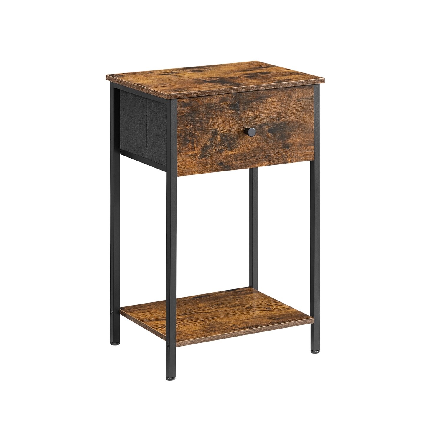 Nightstand with Fabric Drawer Bedside Table 24 Inch Tall End