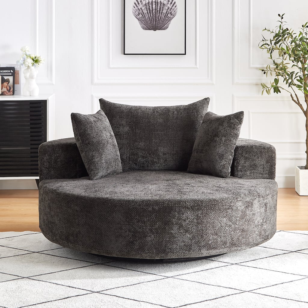 Comfortable Chenille Foam Swivel Chair for Various Rooms, Enhancing Relaxation