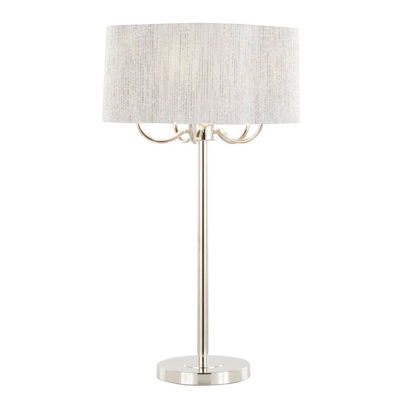 Silver Orchid Leyla 30" Metal Table Lamp - Polished Nickel/Grey Linen