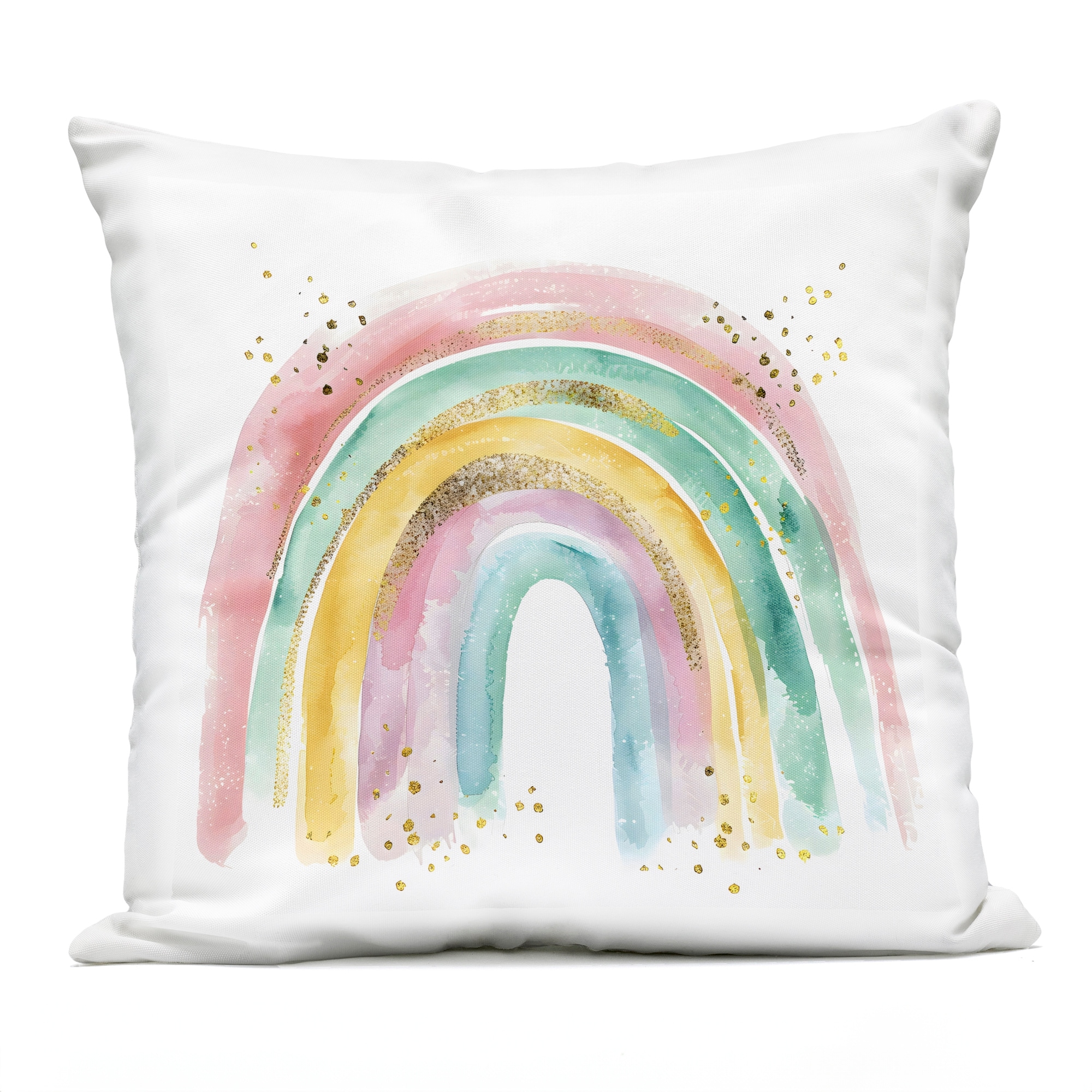 Stupell Pastel Rainbow with Gold Accents Printed Outdoor Throw Pillow Design by Creative Studio