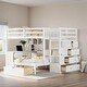 preview thumbnail 1 of 17, Elegant Full Over Twin Bunk Bed with Desk, Drawers and Shelves, White White