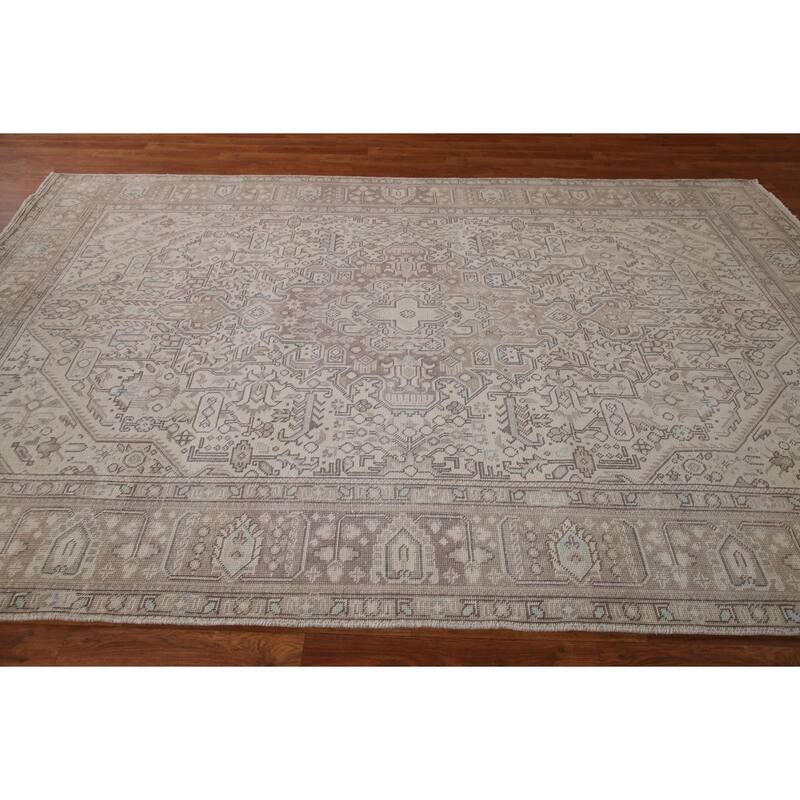 Distressed Tabriz Persian Rug Hand-knotted Wool Carpet - 6'3" x 9'6"