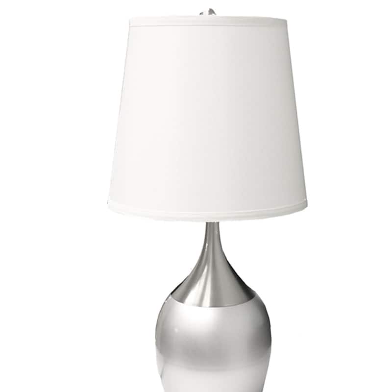 24" Tall Metal Touch Table Lamp with Silver finish, White Shade