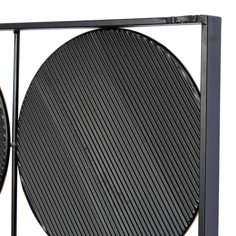 Metal Geometric Half Moon Wall Decor with Gold Detailing - Black - CosmoLiving by Cosmopolitan