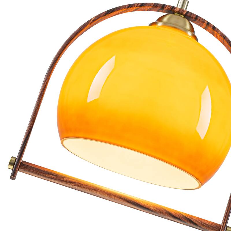 Modern Amber Globe Pendant Light with Arch Frame Kitchen Fixture - Dia.12.5-in