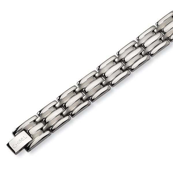 Chisel Brushed and Polished Titanium Bracelet - 8.5 Inches