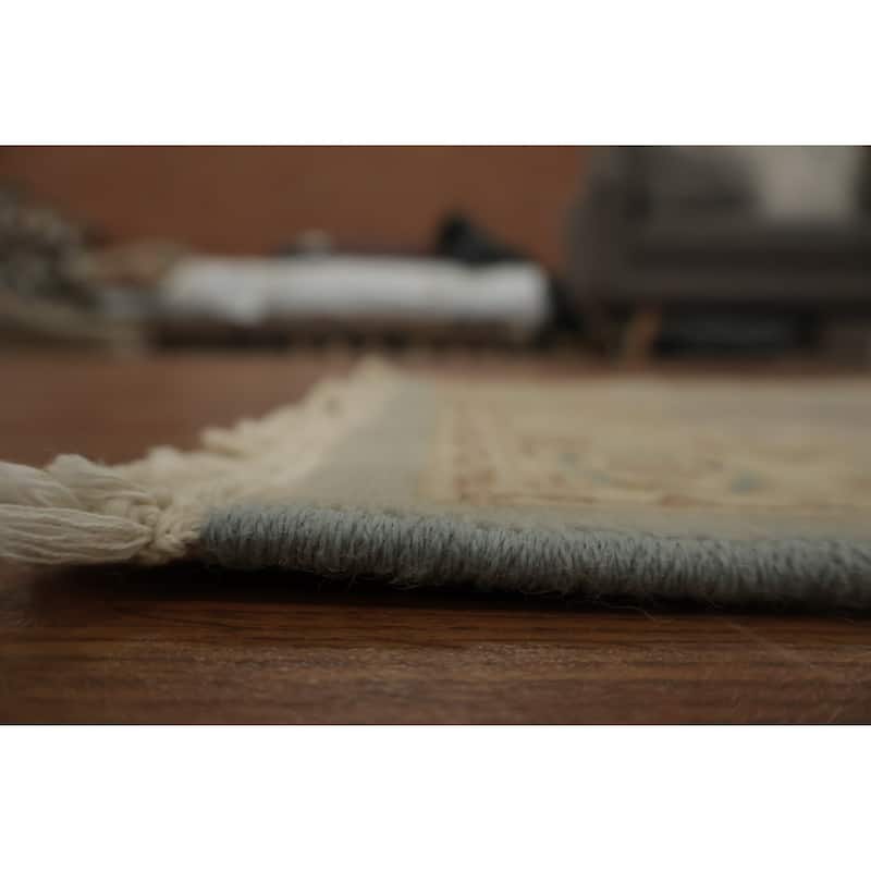 Hand Knotted Oriental 100% Wool Carpet Traditional Floral Navy Blue & Blues Ziegler Area Rug - 4' 0'' X 1' 11''