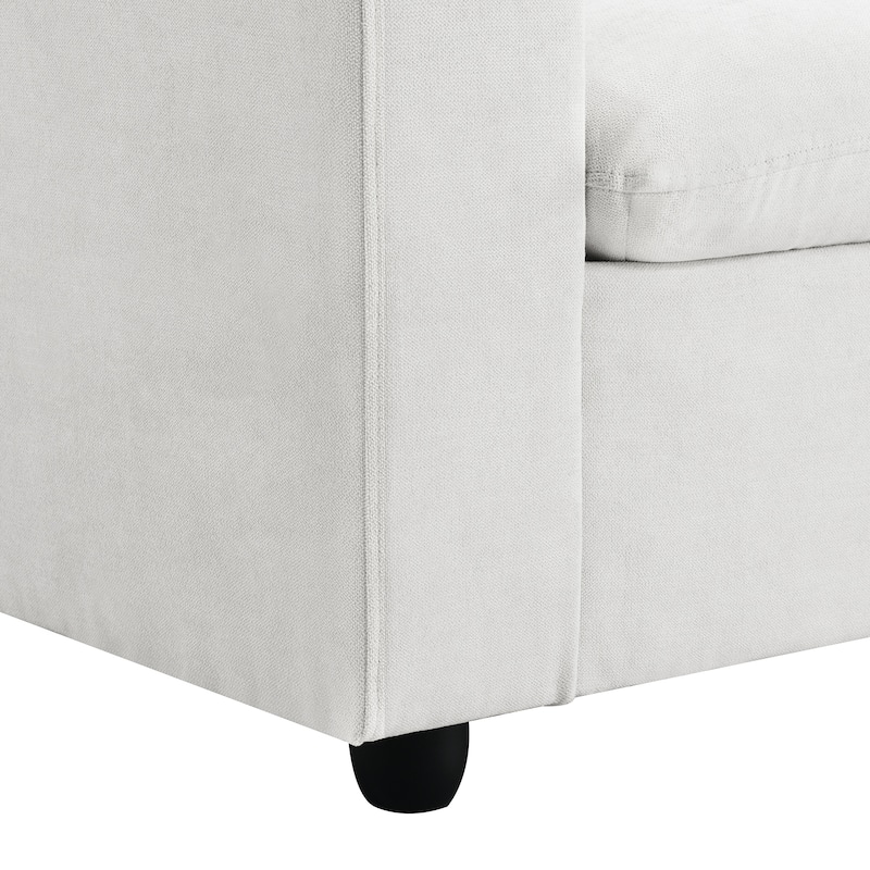 101" L-Shaped Polyester Sectional Sofa with 4-Seat Cloud Couch and Movable Ottoman & Pocket Spring Cushions (300lb Capacity)