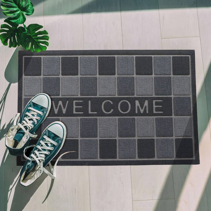 Welcome Rubber Door Mat 30x17 Inches - 30 L x 17 W x 1/4 H