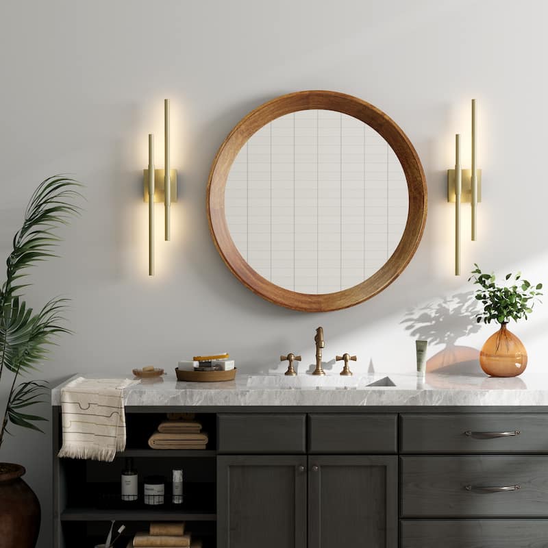 2-PACK 2-Light LED Dimmable Bath and Vanity Light Wall Sconces - Gold