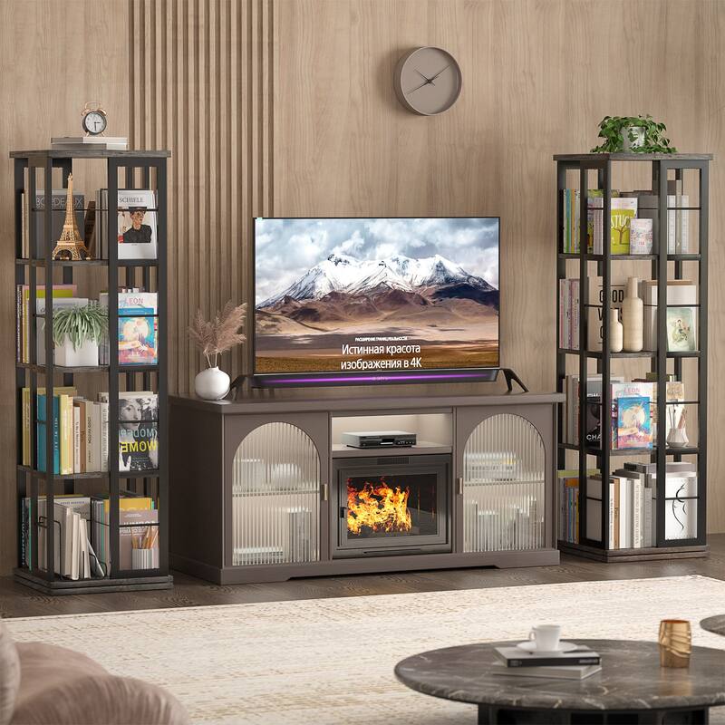 Corner Rotating Bookshelf, 360 Display Wood Spinning Bookshelf, Floor Standing Bookcase Organizer Storage Rack
