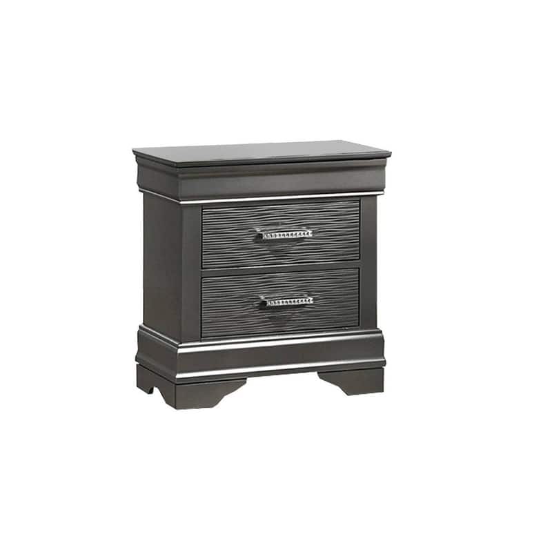 Modern Style Bed Dresser Mirror Nightstand And Chest Set Built In LED Light Headboard Gray Finish Bedroom Furniture
