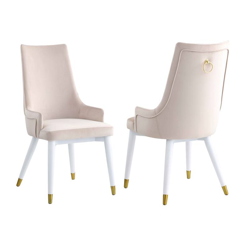 Somette Klone Sintered Stone Dining Set with Beige Velvet Chairs