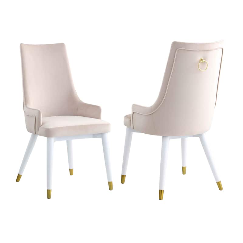 Somette Kona Marbleized Dining Set with Beige Velvet Upholstered Chairs