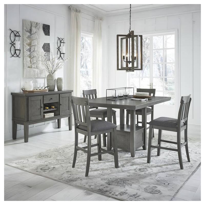 Hallanden Rustic Gray Rectangular Dining Room Counter Height Extension Table - 43"W x 60"D x 36"H
