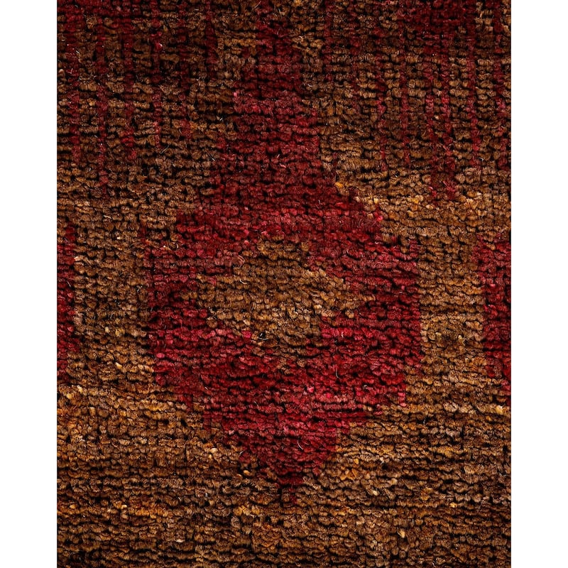 Overton Hand Knotted Wool Vintage Inspired Modern Contemporary Modern Brown Area Rug - 8' 0" x 9' 10"