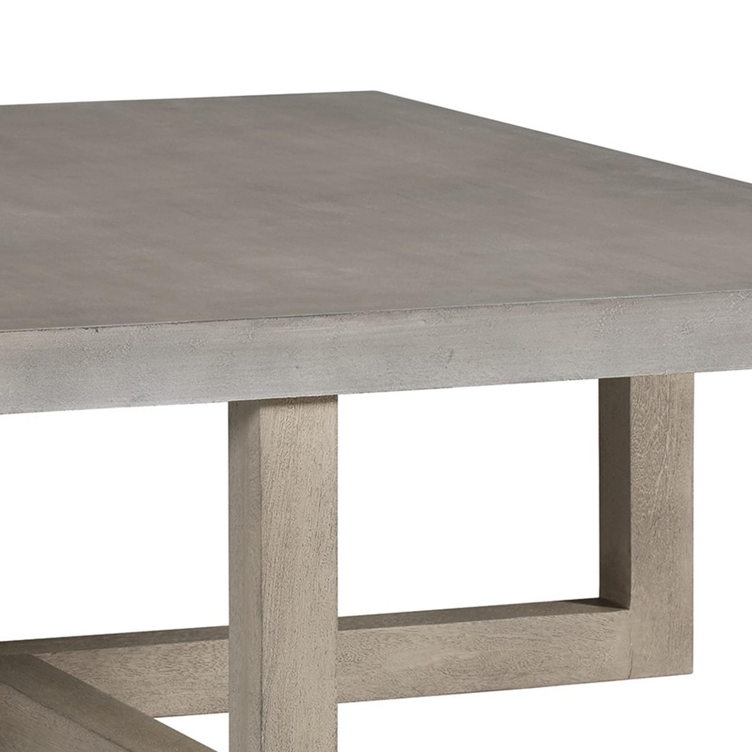 Lizi 52 Inch Square Coffee Table Hand Done Faux Concrete Finish