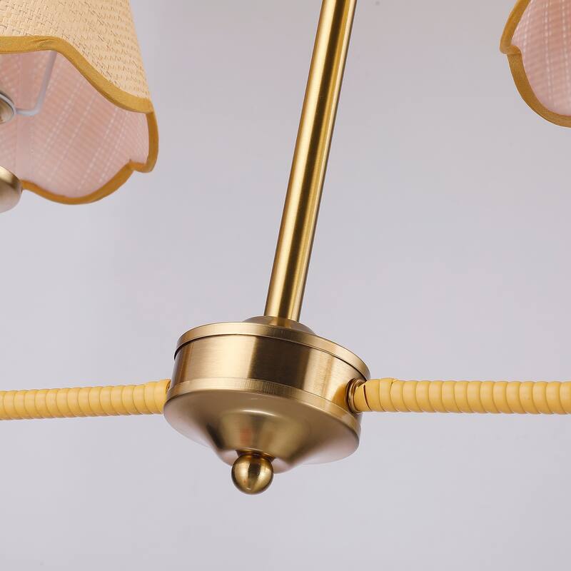 4-Light Bohemian Delphine Linear Rattan Pendant Light - 44" Length - Antique Brass