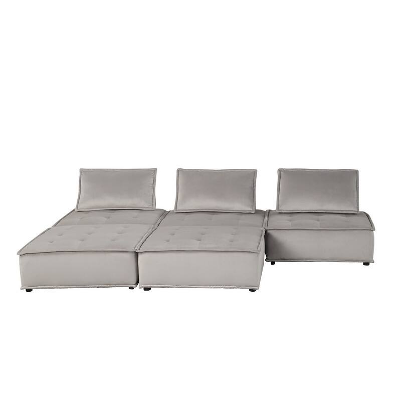 Anna Velvet 5 Pc Sectional Sofa Ottoman