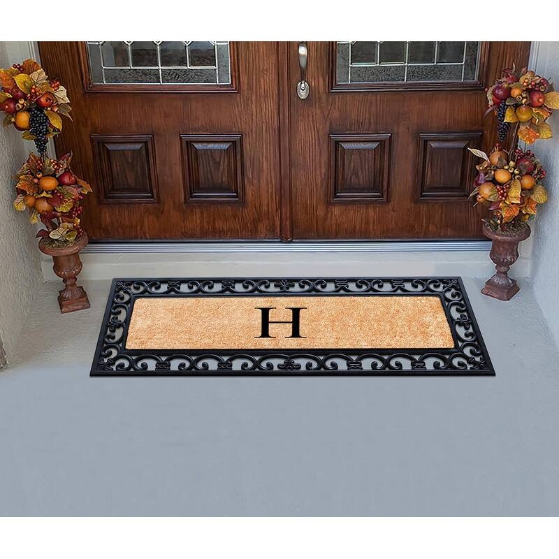 A1HC Exclusive Hand Crafted Myla Monogrammed Entry Doormat, 18" x 48"