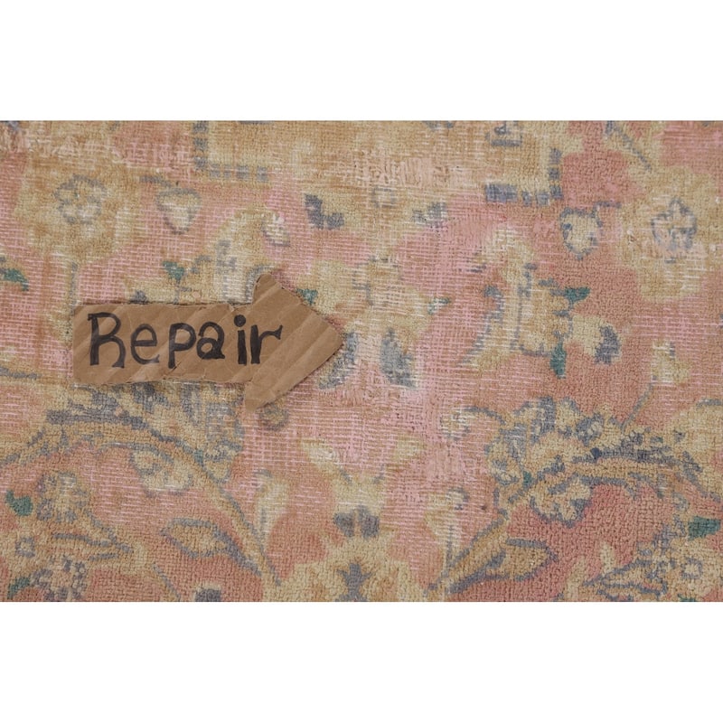 Traditional Pink Mashad Persian Vintage Area Rug Handmade Wool Carpet - 9'7"x 12'2"