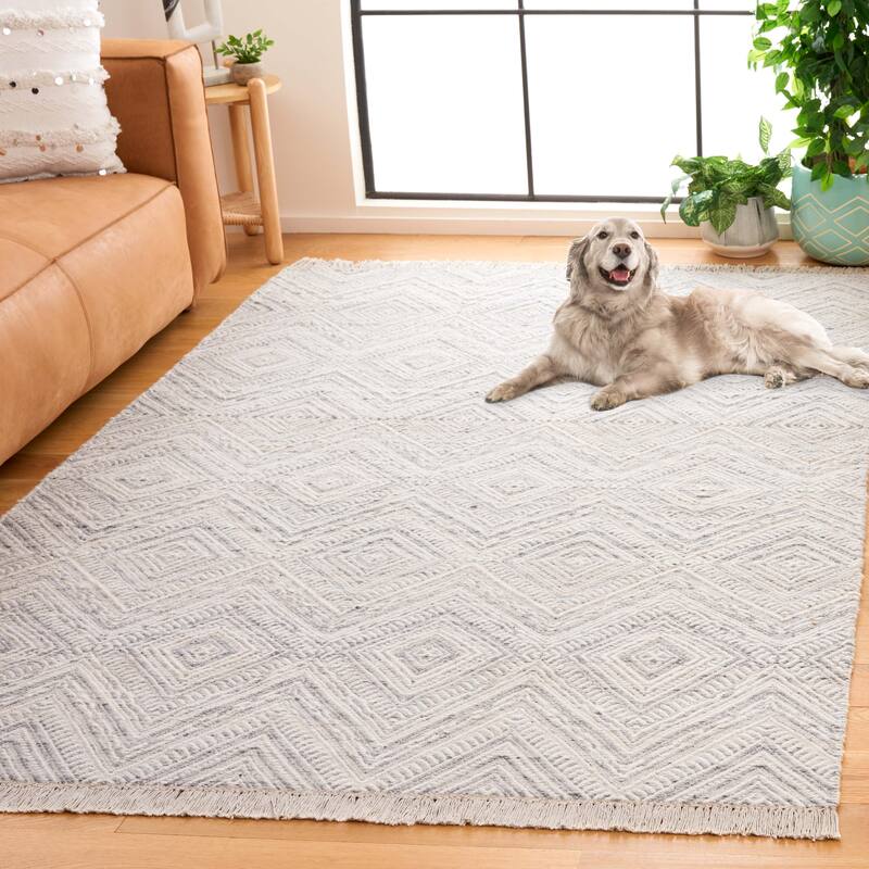SAFAVIEH Kilim Nevjanka Transitional Wool Rug - 8' x 10' - Light Grey/Ivory