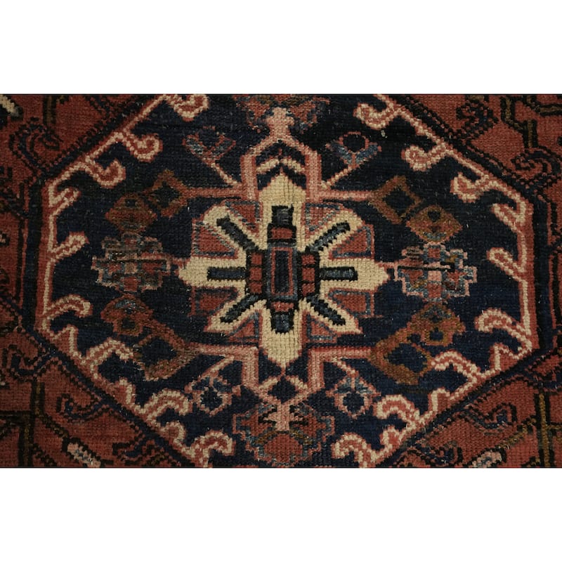 Hand Knotted Oriental 100% Wool Carpet Traditional Tribal Red Heriz Runner Rug - 10' 3'' X 3' 3''
