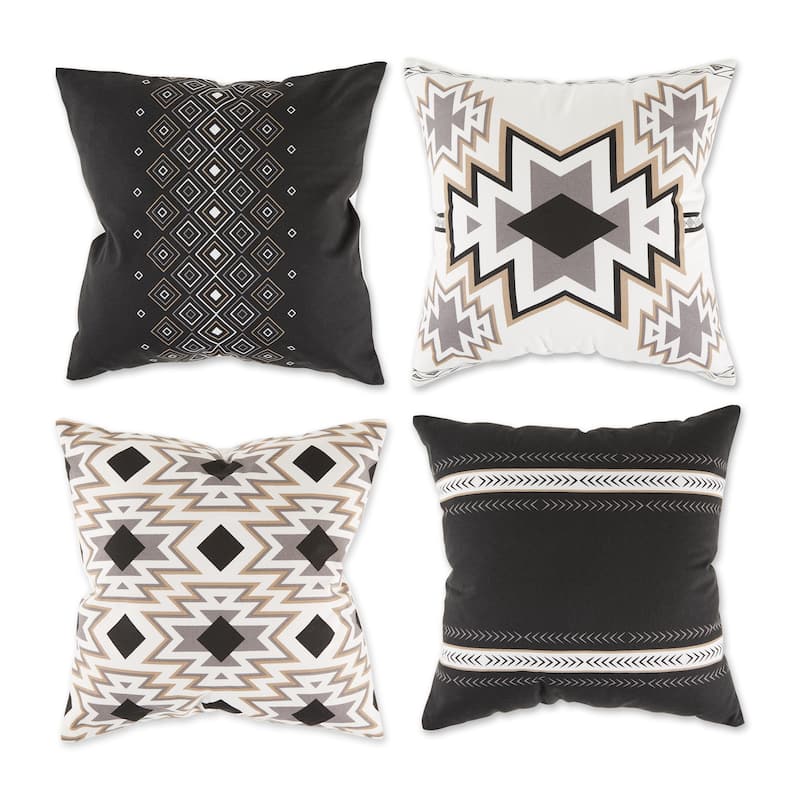 Farmhouse Pillow Cover 18x18 (Set of 4) - Black Aztec Prints