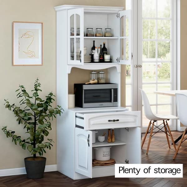 White Kitchen Pantry With Microwave Shelf - 31 Microwave In Pantry