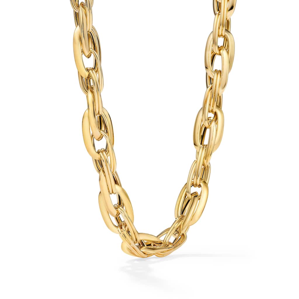 Clover 14K Yellow Gold Chunky Oval Link Chain Necklace 18"