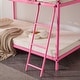 preview thumbnail 24 of 32, Twin Round Pipe Bunk Low Bed Guardrail Angled Ladder Iron Bed USA