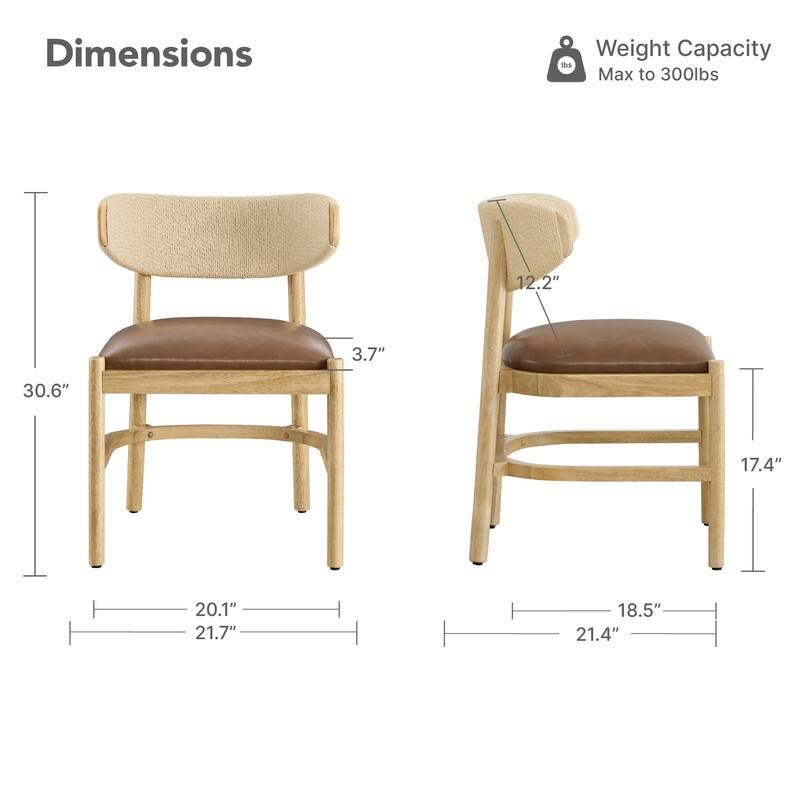 Spruce & Spring Modern Dining Chair with Handwoven Rope Back