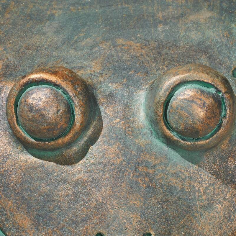 13inch High Dawn Frog Garden Stool, Lightweight Concrete, Copper Patina Finish, No Assembly Required