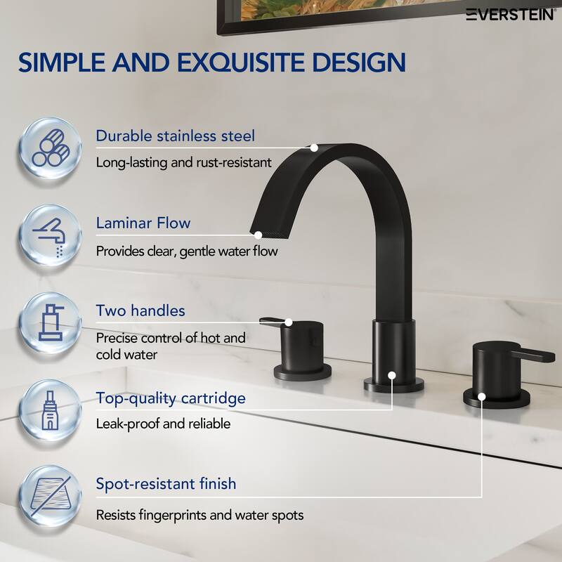3-hole installation widespread bathroom faucet with dual lever handles