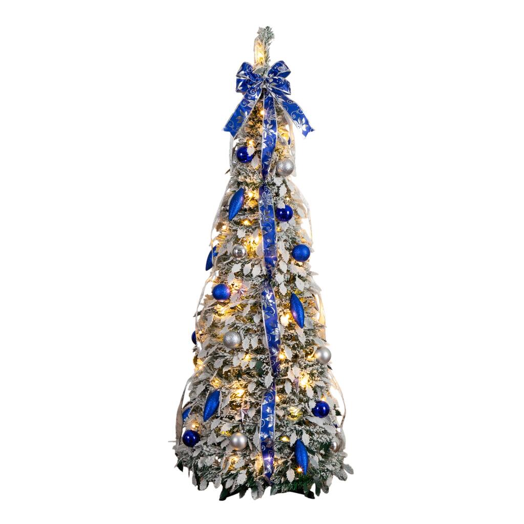 5-ft Pre-Lit Artificial Pop Up Flocked Christmas Tree