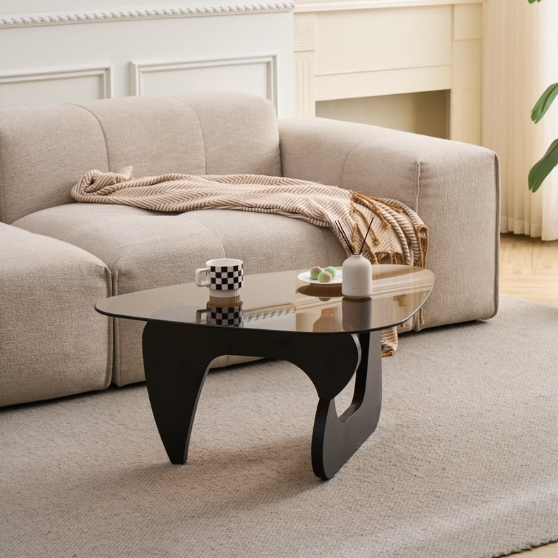 Farmhouse Glass Top Small Coffee Tables, Wood Center Table