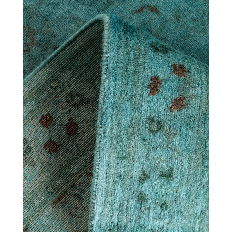 Overton Hand Knotted Wool Vintage Inspired Modern Contemporary Overdyed Blue Runner Rug - 2' 8" x 10' 3"