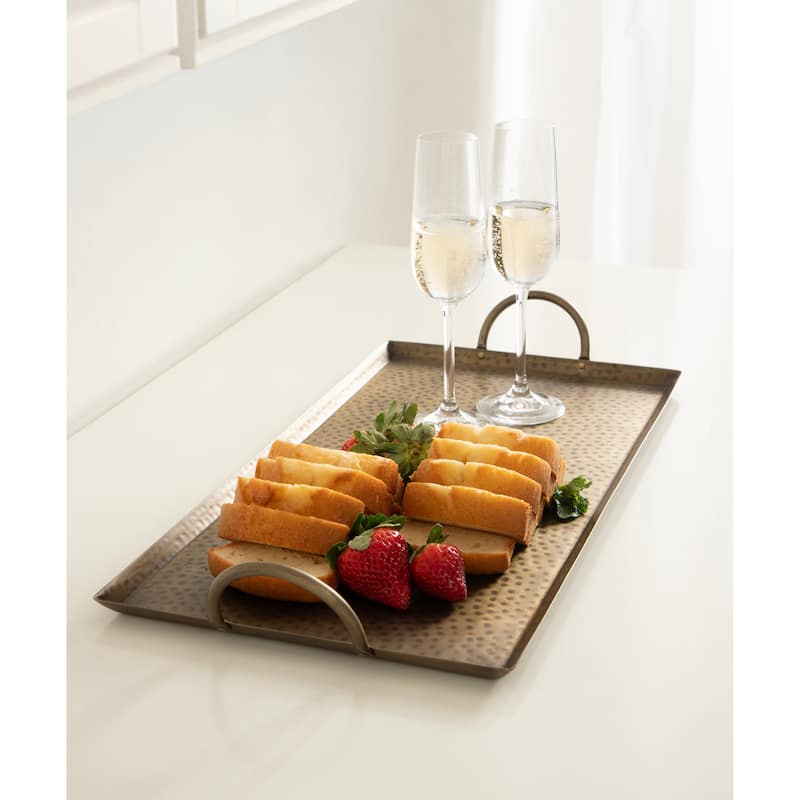 Kate and Laurel Sanzo Hammered Rectangle Metal Tray
